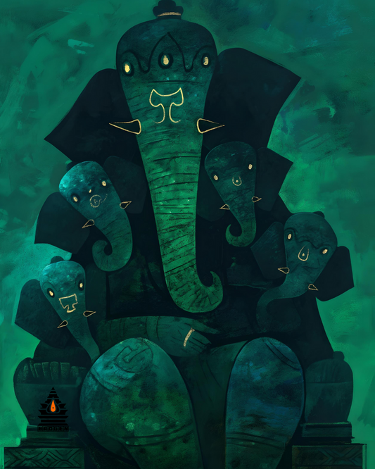 Abstract Digital Art of Heramba Ganapati – High-Resolution Download