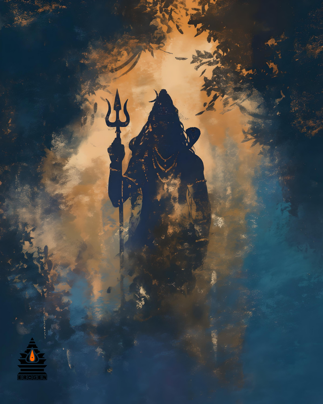 Shiva Silhouette Digital Art | High-Resolution PNG | Mystical Hindu Artwork Download