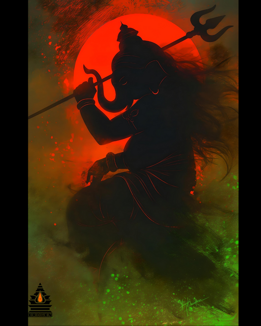 Abstract Ganesha as Shiva Digital Art | High-Resolution PNG | Spiritual Hindu Artwork Download