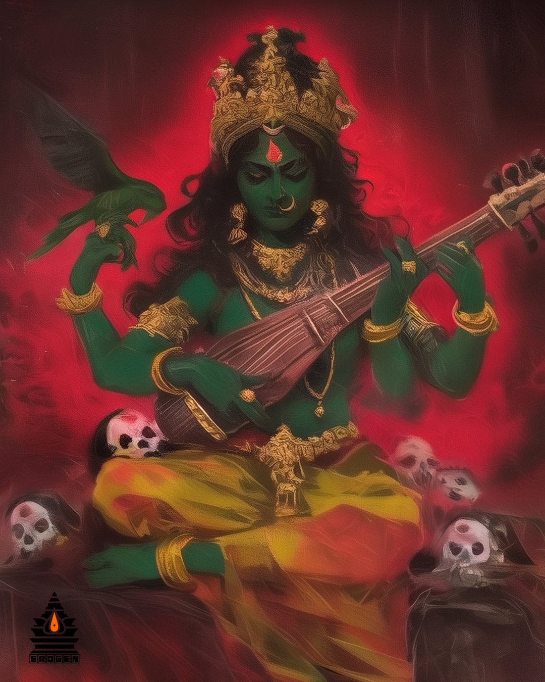 Matangi Devi Digital Art | High-Resolution PNG | Spiritual Hindu Artwork Download