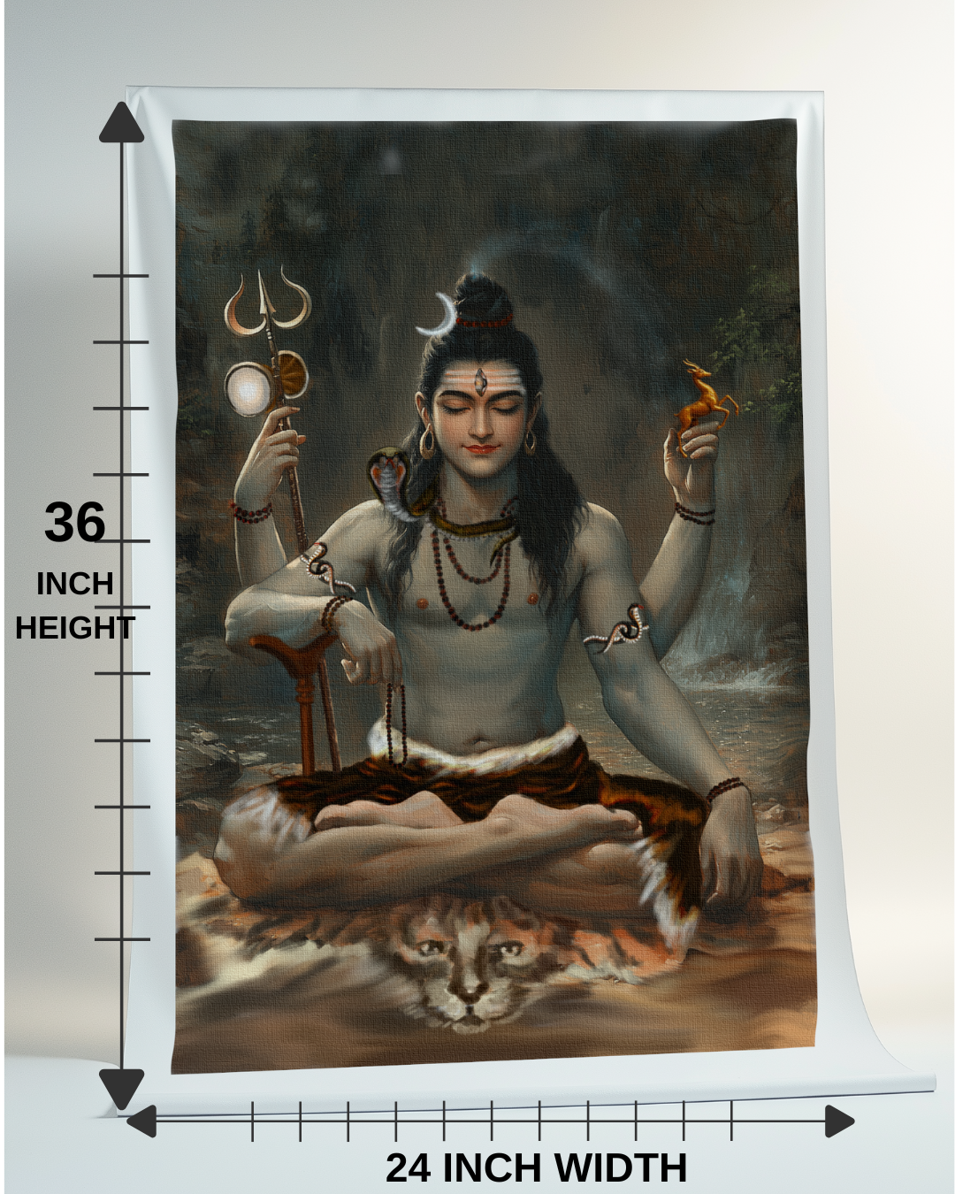 Lord Shiva Canvas Print Roll (Unframed) – Mahadeva Wall Art for Home Temple, Meditation Room & Spiritual Décor