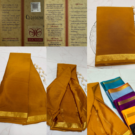 Golden Brown Silk Saree – Elegant Pure Silk Saree for Traditional & Festive Wear