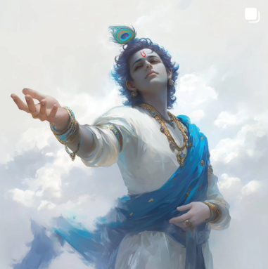 "Lord Krishna Extending Hand to Help - High-Resolution Digital Art PNG | 2048x2048 Pixels"