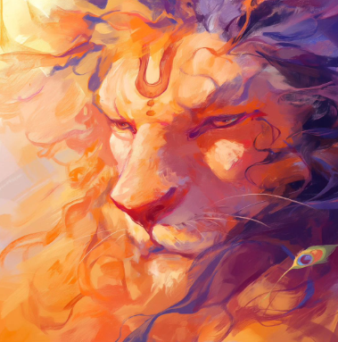 Digital Face Art of Hindu God Narasimha Swamy - High-Resolution Download