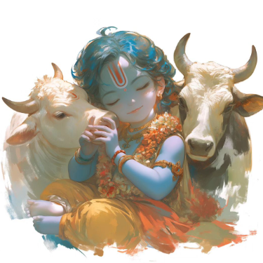 Digital Art Download: Lord Krishna with Cow - High-Resolution Artwork