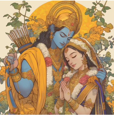 Digital Art of Hindu God Sita Rama - High-Resolution Download