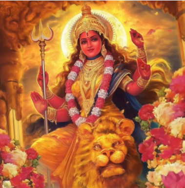 High-Resolution Abstract Digital Art of Hindu Goddess Durga Devi - Instant Download