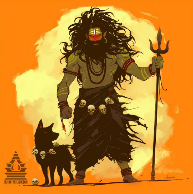 Divine Digital Art of Hindu God Bhairava - High-Resolution PNG Download