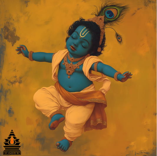 Digital Art of Dancing Baby Krishna - High-Resolution Downloadable PNG