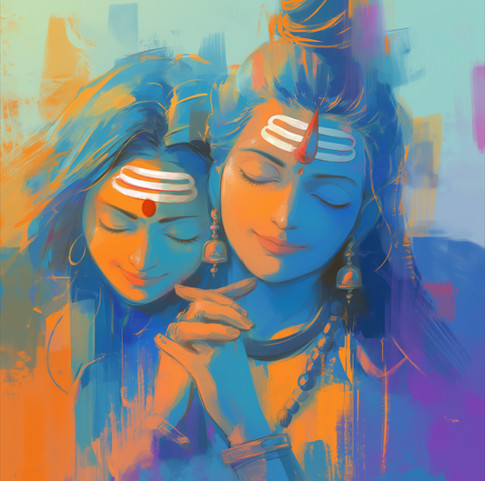 Digital Art of Shiva and Parvati - High-Resolution Download