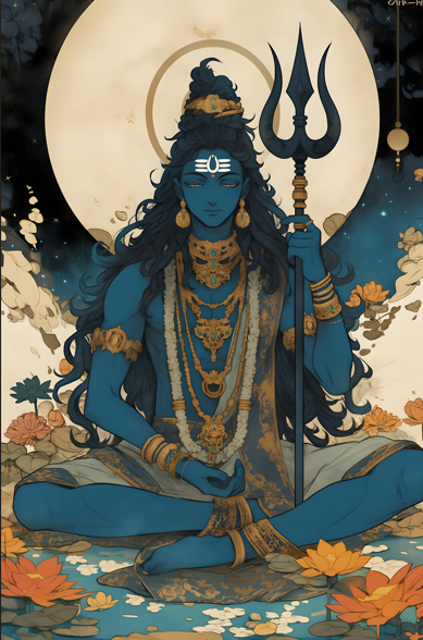 Divine Digital Art of Lord Shiva Meditating | High-Resolution PNG