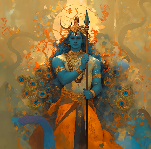 Lord Muruga Digital Art | High-Resolution PNG | Spiritual Hindu Artwork Download
