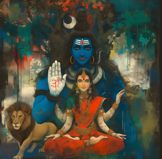 Shiva Parvati Digital Art - 8000x8000 Pixels High-Resolution Illustration