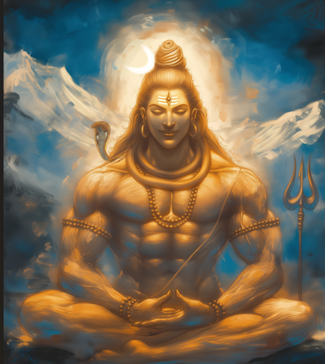 Lord Shiva in Meditation - High-Resolution Digital Art (7700x10200 Pixels, 300 DPI)