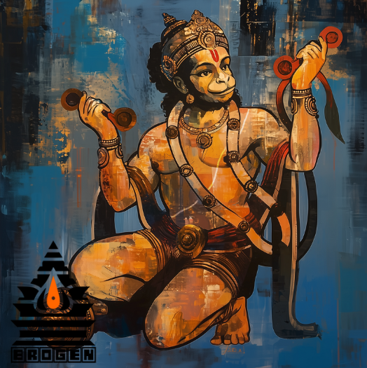 Lord Hanuman Doing Bhajan Digital Art – Spiritual Devotion Artwork | 8500x8500 Pixels, 300 DPI