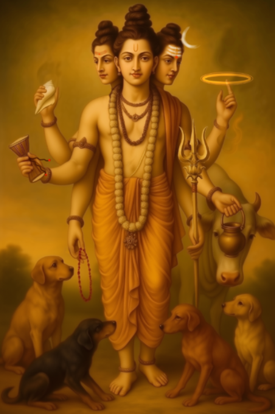 Guru Dattatreya Digital Art Download | Divine Hindu Trinity Representation