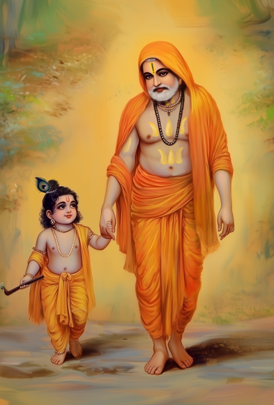 Raghavendra Swamy and Sri Krishna Digital Art – HD image Download (1700x2600 px)