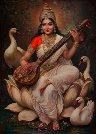 Saraswathi Devi Digital Art – digital download, png file  (7470x11202 px, 300 DPI)