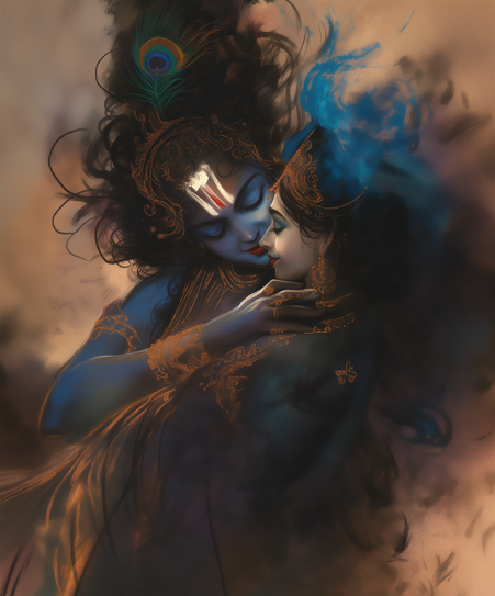 Divine Digital Art of Radha and Krishna: Eternal Love and Devotion