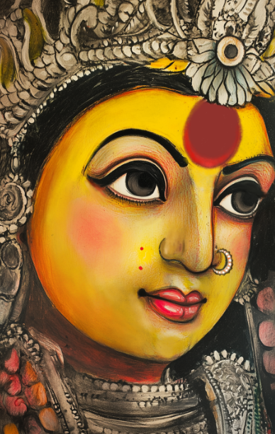 Graceful Eyes of Maa Durga Abstract Art | Devi Durga Digital Download | 300 DPI High-Resolution Wall Art File