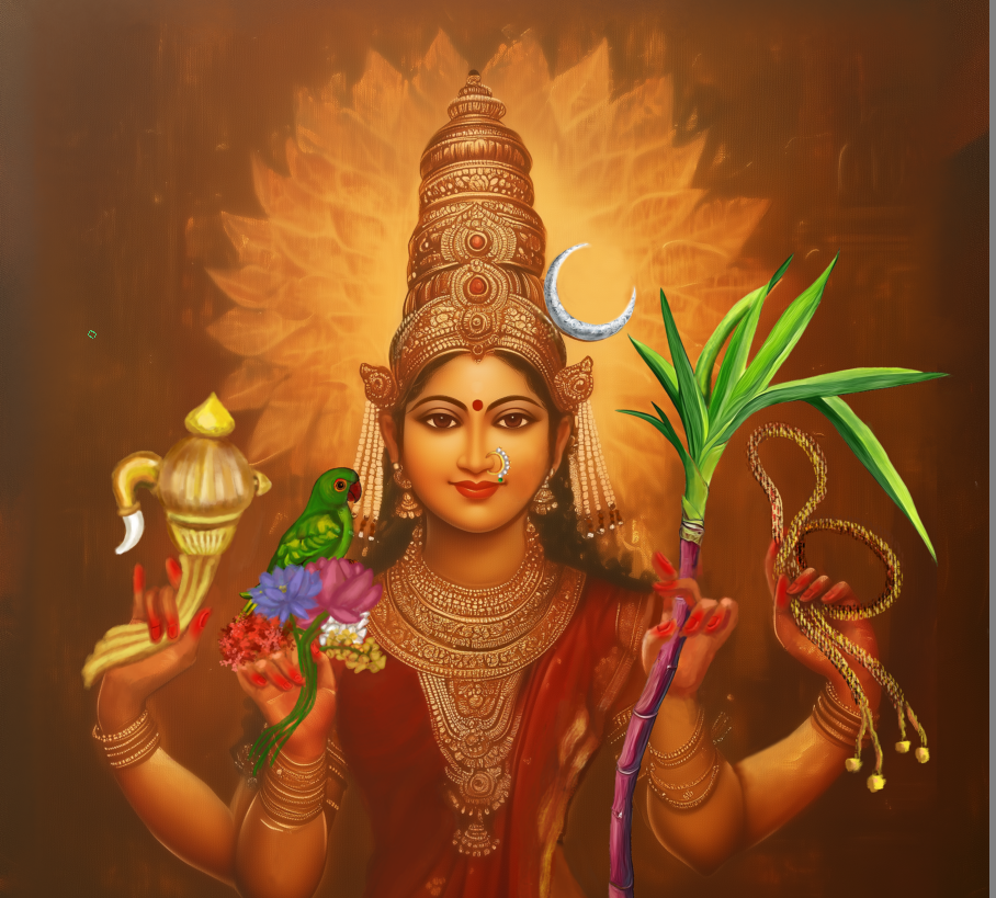 Lalitha Tripura Sundari Poster – Kanchi Kamakshi Devi Poster Wall Art | 300 GSM Divine Decor for Peace and Prosperity