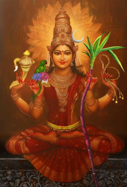 Lalitha Tripura Sundari – Kanchi Kamakshi Devi Digital Download | Divine Goddess Art | 300 DPI High-Resolution Hindu Wall Art