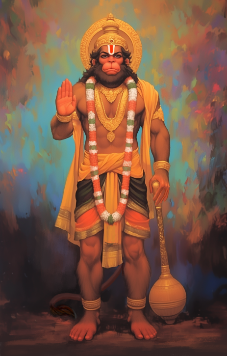 Lord Hanuman Canvas Wall Art | Protector of Strength and Devotion | Vastu Positive Spiritual Gift | PolyCanvas Framed Décor