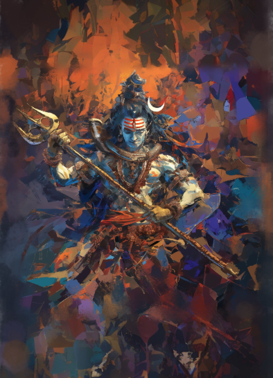 Abstract Form of Lord Shiva Digital Art | Modern Mahadev Spiritual Artwork | HD Download