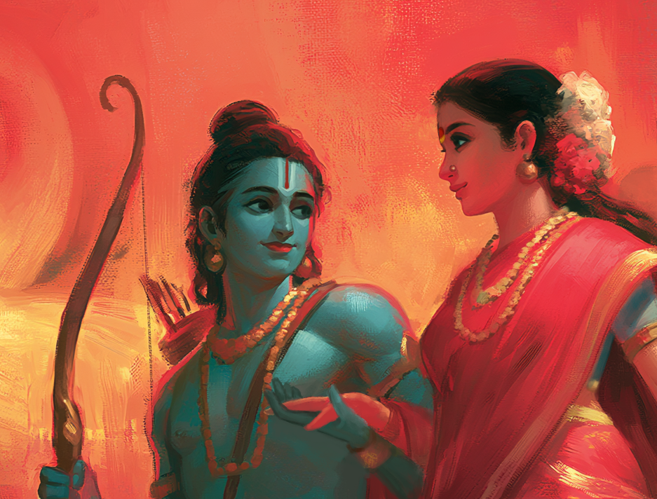 Sri Rama Returns to Ayodhya in Pushpaka Vimana Canvas Print Roll( Unframed)