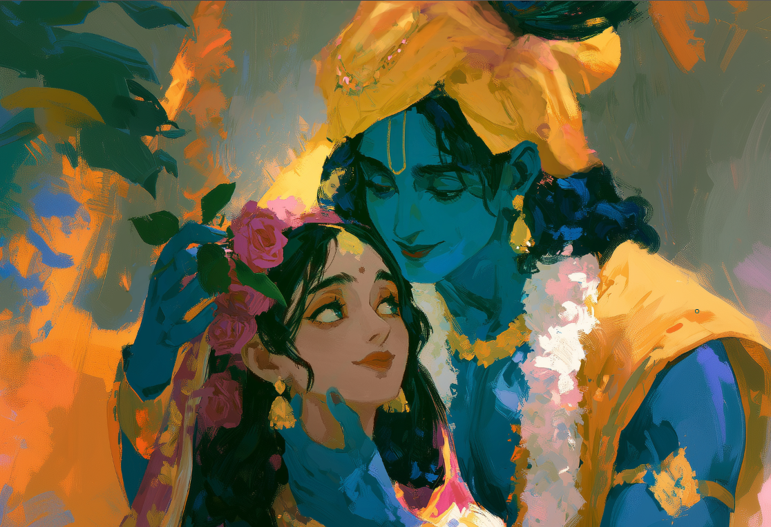 Radha Krishna Digital Download | HD Printable Hindu Wall Art | Divine Love Artwork | Instant Download