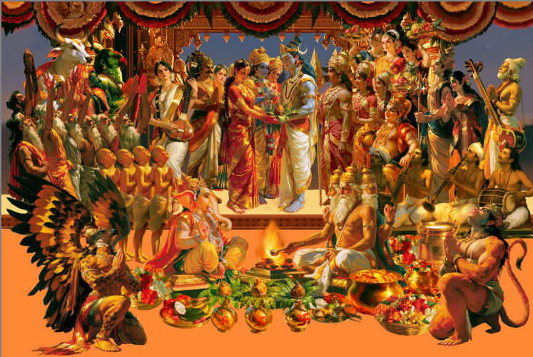 Meenakshi Sundareshwarar Kalyanam Photo Frame | Goddess Meenakshi & Lord Shiva Divine Wedding | Hindu Devotional Wall Art