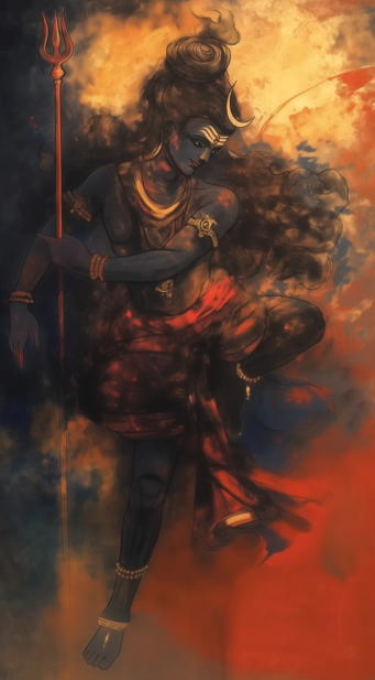 Samba Sada Shiva Digital Art - Powerful Expression in 3700x5600 Pixels (150 DPI)