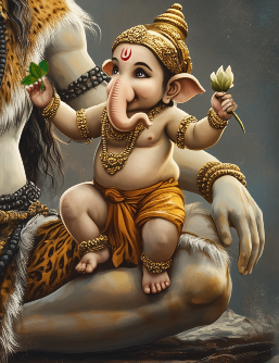 Shiva Ganesha Poster – 300 GSM Spiritual Wall Art for Strength and Wisdom | Vastu Positive Decor