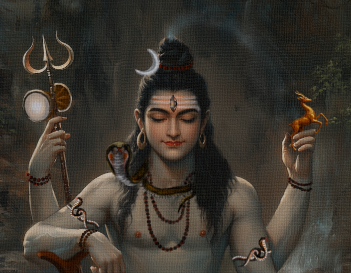Lord Shiva Canvas Wall Art | Mahadeva Vastu Positive Divine Décor | PolyCanvas Spiritual Gift Frame
