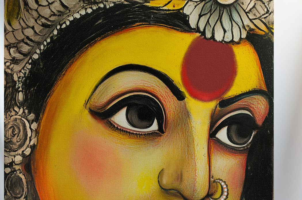 Graceful Eyes of Maa Durga Canvas Print Roll (Unframed) – Abstract Devi Wall Art for Home Temple, Navratri & Modern Spiritual Décor