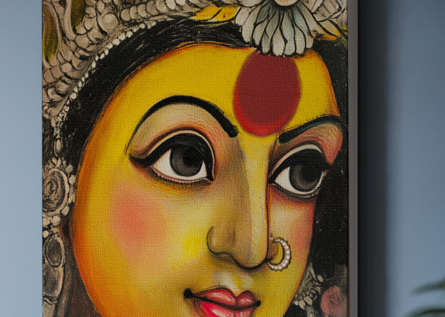 Graceful Eyes of Maa Durga Abstract Canvas Wall Art | Divine Feminine Energy | Vastu Positive Spiritual Gift