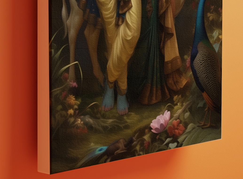 Radha Krishna Canvas Wall Art | Divine Love & Harmony | Vastu Positive Spiritual Gift | PolyCanvas Framed Décor