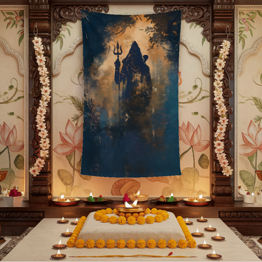 Divine Shiva Silhouette Tapestry – The Perfect Gift for Devotees of Lord Shiva"