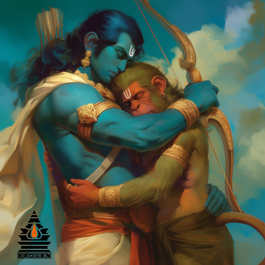 Divine Digital Art of Lord Ram and Hanuman - High-Resolution Download