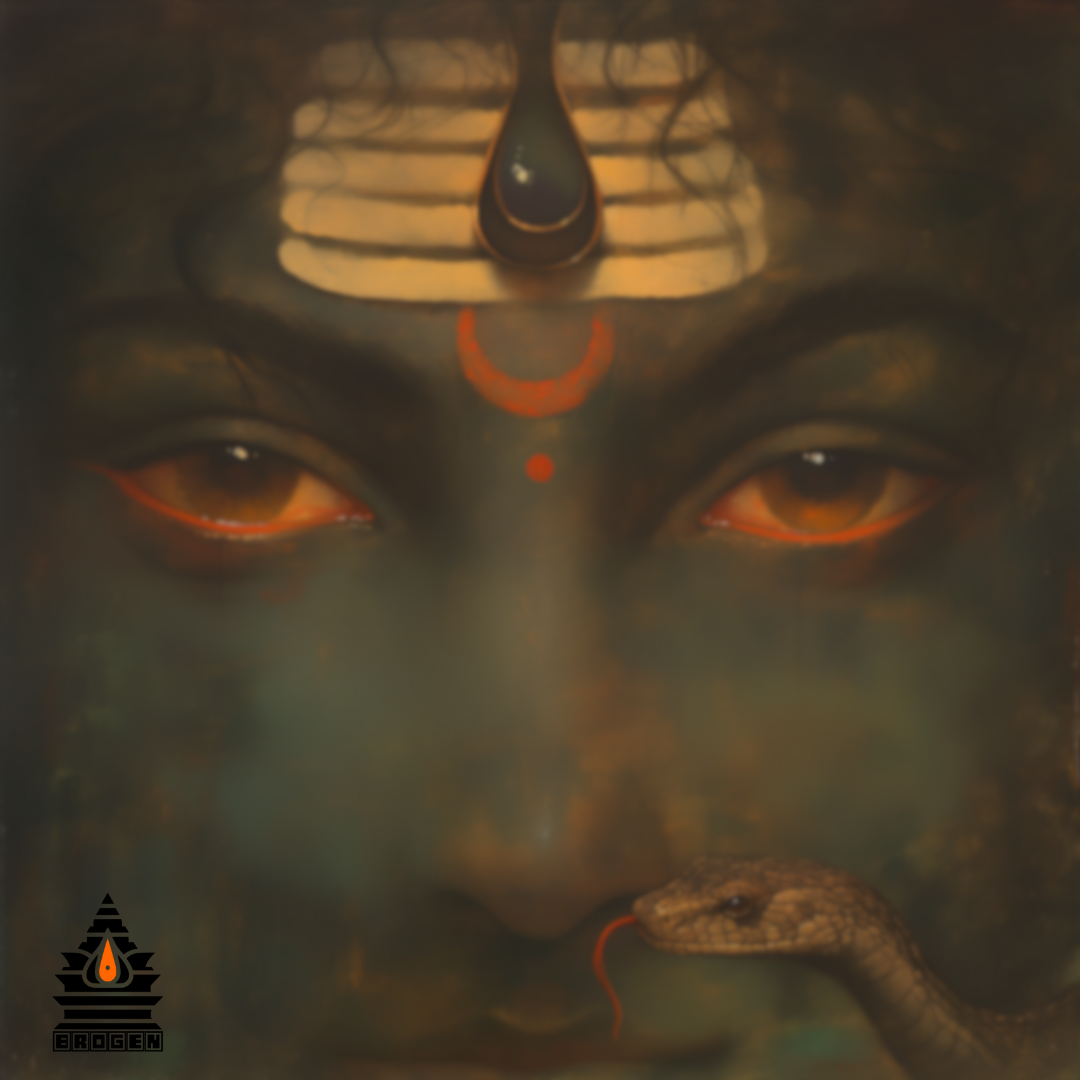 Intense Digital Art of Shiva's Eyes with Third Eye and Serpent | High-Resolution PNG