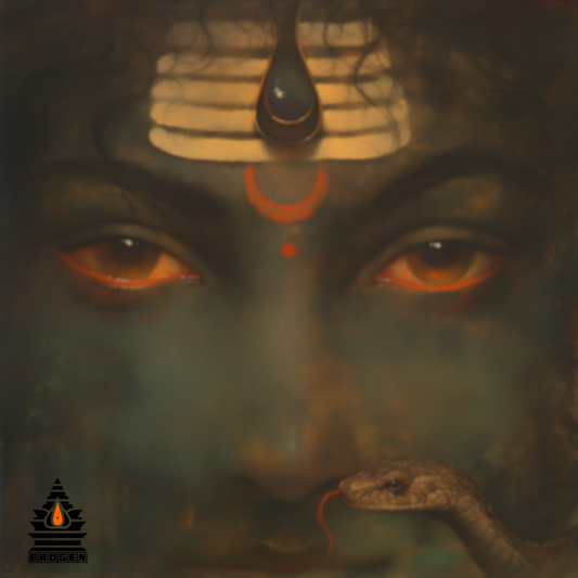Intense Digital Art of Shiva's Eyes with Third Eye and Serpent | High-Resolution PNG