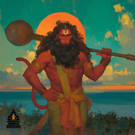 Divine Digital Art of Lord Hanuman - High-Resolution Spiritual Artwork