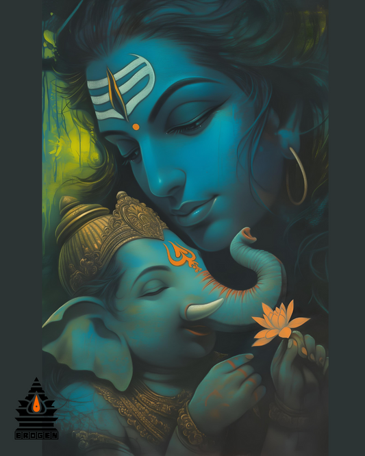 Divine Digital Art of Lord Shiva and Lord Ganesha - High-Resolution PNG