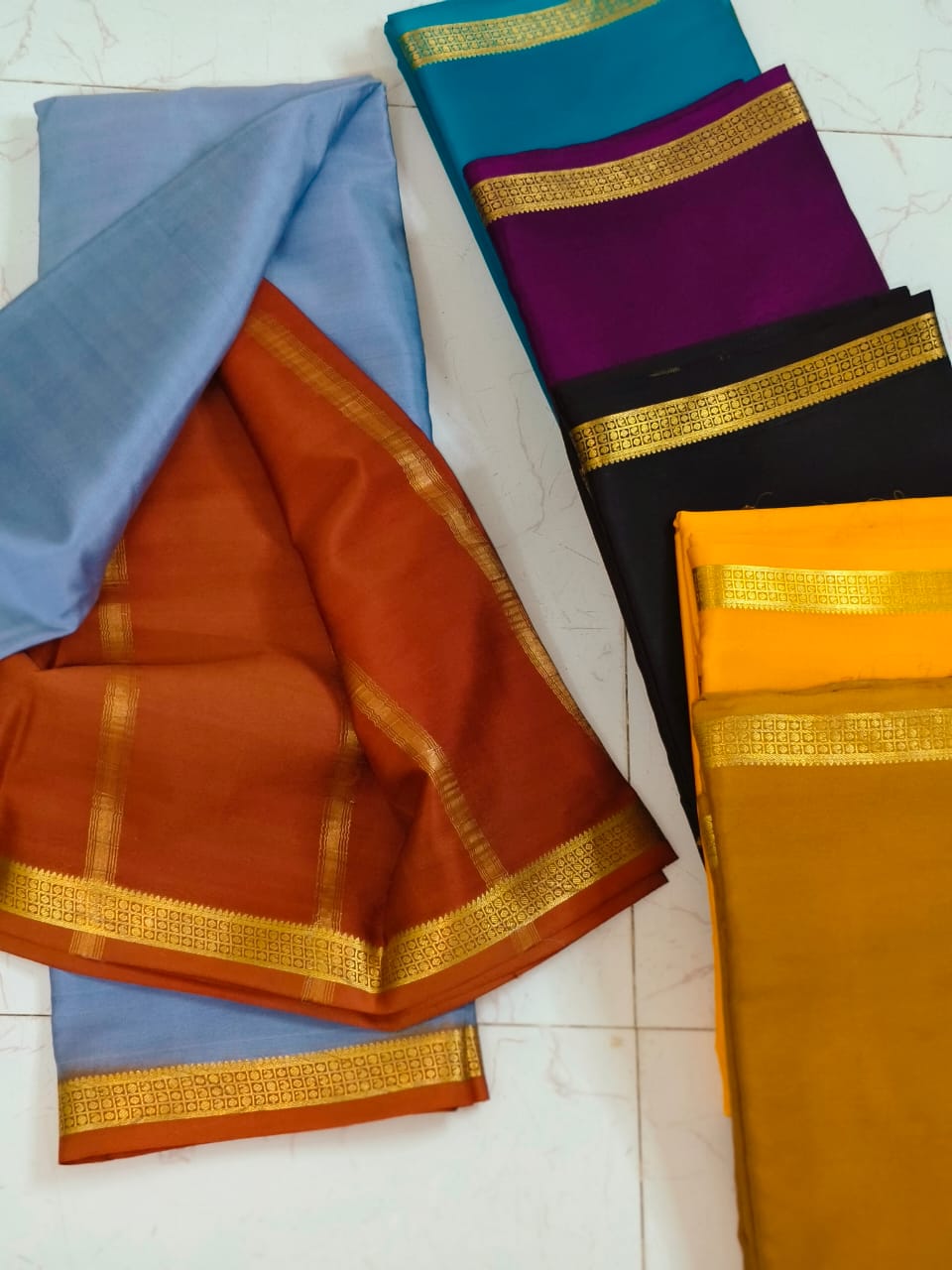 Elegant Baby Blue Mysore Silk Saree – Pure Silk Mark Certified Saree for Weddings & Festive Wear