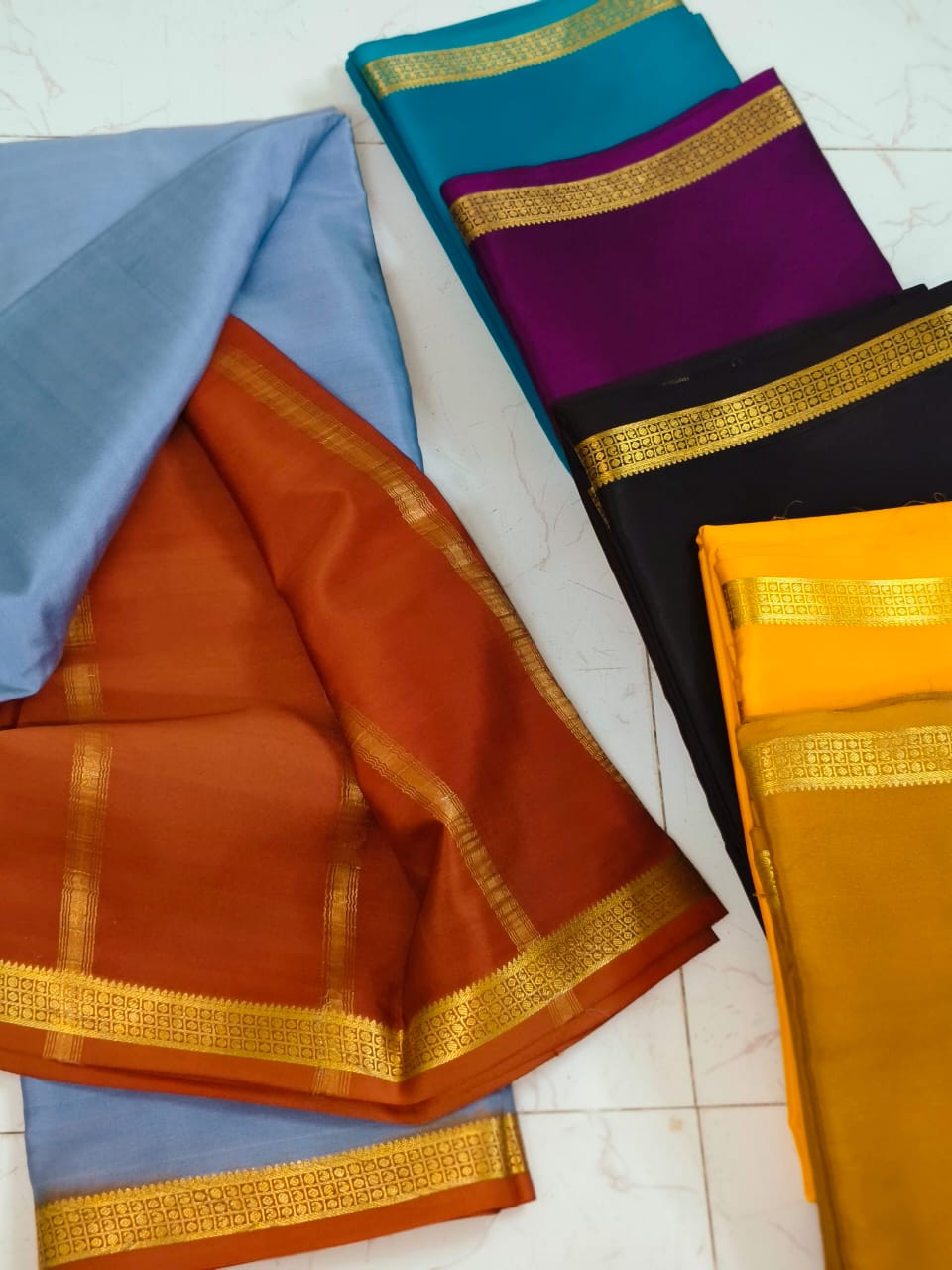 Elegant Baby Blue Mysore Silk Saree – Pure Silk Mark Certified Saree for Weddings & Festive Wear