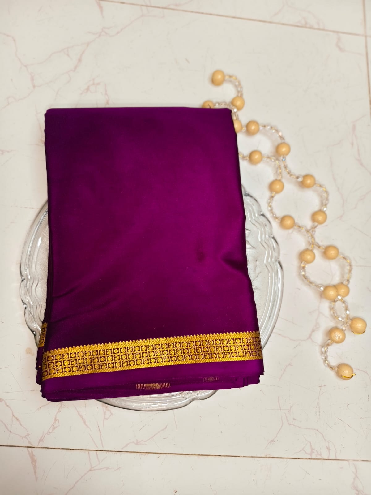 Rich Deep Purple Mysore Silk Saree – Pure Silk Saree for Weddings & Festive Wear