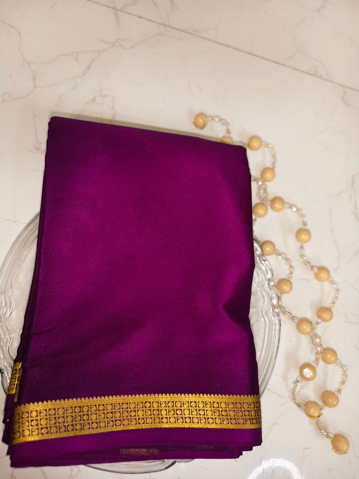 Rich Deep Purple Mysore Silk Saree – Pure Silk Saree for Weddings & Festive Wear