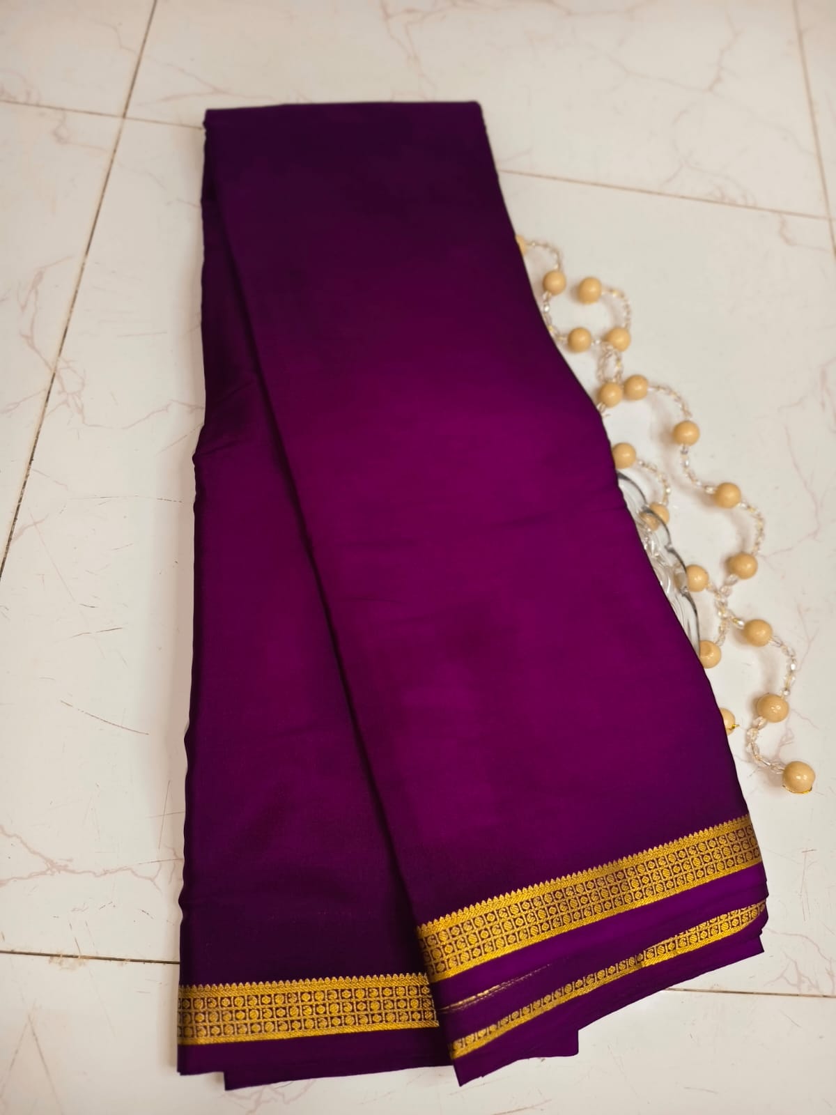 Rich Deep Purple Mysore Silk Saree – Pure Silk Saree for Weddings & Festive Wear