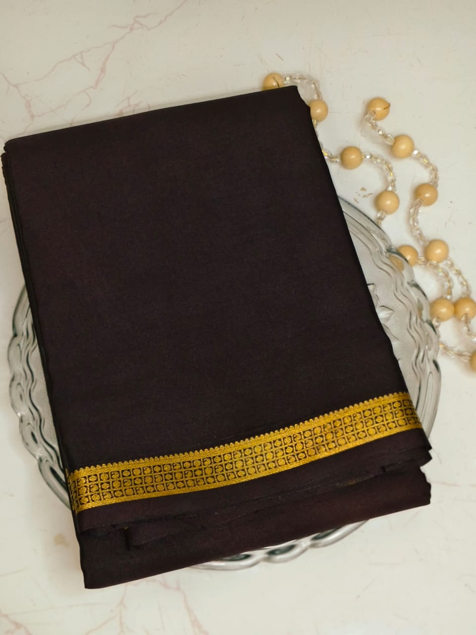 Elegant Dark Brown Pure Silk Saree – Traditional Silk Saree for Weddings, Festive & Ethnic Wear
