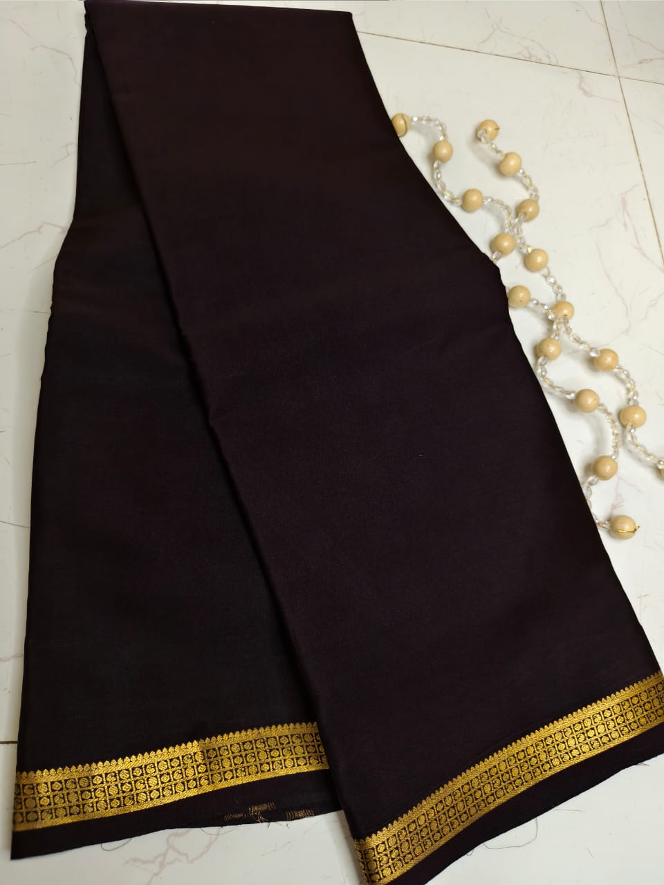 Elegant Dark Brown Pure Silk Saree – Traditional Silk Saree for Weddings, Festive & Ethnic Wear